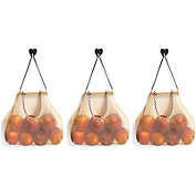 Farmlyn Creek 3 Mesh Produce Hanging Storage Bags, with Heart Hooks (10 x 11 in, Set of 3)