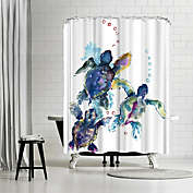 Americanflat Shower Curtain with Exclusive Artist Designs - Baby Sea Turtles by Suren Nersisyan - 74 x 71 Inches