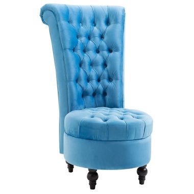 Halifax North America Retro High Back Armless Royal Accent Chair Fabric Upholstered Tufted Seat for Living Room, Dining Room and Bedroom, Blue. View a larger version of this product image.