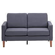Infinity Merch Double Seat Sofa Without Chaise Concubine Solid Wood Frame in Dark Grey