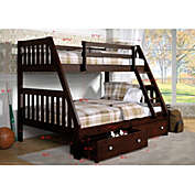 Donco Trading  Twin/Full Mission Bunk Bed W/Dual Under Bed Drawers