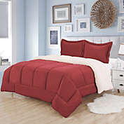 Sweet Home Collection Comforter Set Faux Shearling Soft and Luxurious Plush All Season Warmth Down Color King, Burgundy