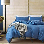 Sea Blue Luxury Tie Duvet Cover With Pillow Shams - King
