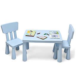 Slickblue 3 Pieces Toddler Multi Activity Play Dining Study Kids Table and Chair Set-Blue
