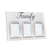 Elegant Designs 3 Photo Collage Frame 4x6 Picture Frame, White Wash "Family"