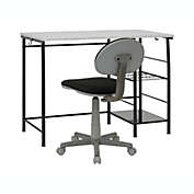 Calico Designs Study Zone II Student Desk And Task Chair for Studying, Homework - 2 Piece Set, Black/Spatter Gray