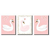 Big Dot of Happiness Swan Soiree - White Swan Nursery Wall Art and Kids Room Decorations - Gift Ideas - 7.5 x 10 inches - Set of 3 Prints