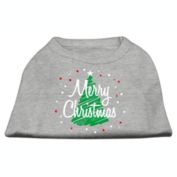 Mirage Pet Products Scribbled Merry Christmas Screenprint Shirt Grey XS - 8" L