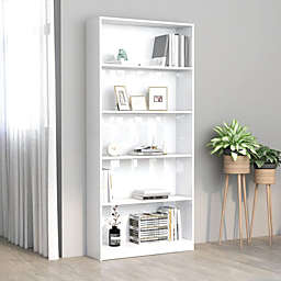 vidaXL 5-Tier Book Cabinet High Gloss White 31.5
