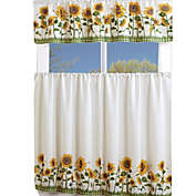 MarCielo 3 Piece Kitchen Cafe Curtain With Swag and Tier Window Curtain Set Sunflower
