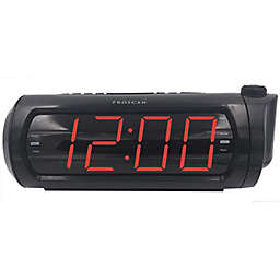 Proscan - Dual Alarm Clock Radio, Projects Time to Wall or Ceiling, 1.8" Screen, Black