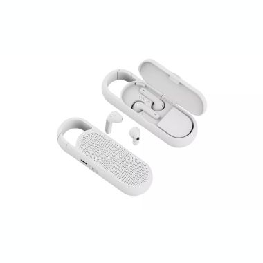 Link 2 in 1 True Wireless Earbuds with Bluetooth Speaker Duo Charging Case Great for Outdoor Activities, Sports, Biking, Picnic, Camping - White. View a larger version of this product image.
