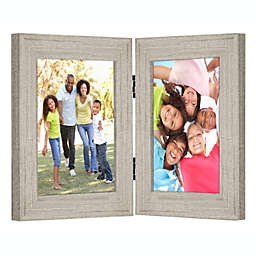 Americanflat 4x6 Hinged Frame, Displays Two 4x6 Pictures, Driftwood