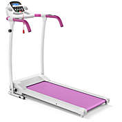 Costway-CA Compact Electric Folding Running and Fitness Treadmill with LED Display-Pink