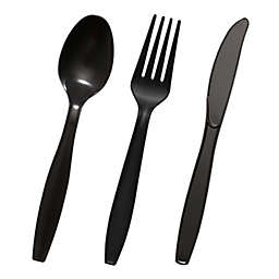 Smarty Had A Party Black Disposable Plastic Cutlery Set (1000 Spoons, 1000 Forks and 1000 Knives)