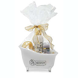 KOVOT Bath Tub Gift Set - Home Gift Spa Basket - Goat Milk Lotion & Soap Set -Includes Lotion, Soap Bar and Cupcake Soap Embedded Sea Sponge (Lavender Lemon)