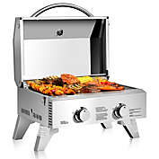 Gymax 2 Burner Portable BBQ Table Top Propane Gas Grill Stainless Steel