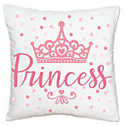 Big Dot of Happiness Little Princess Crown - Baby Shower or Birthday Party Home Decorative Canvas Cushion Case - Throw Pillow Cover - 16 x 16 Inches