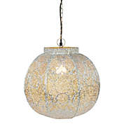 Northlight 14.5" White and Gold Moroccan Style Hanging Lantern Ceiling Light Fixture