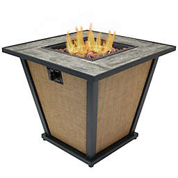 Sunnydaze Reykir Modern Smokeless Metal Outdoor Fire Pit with Tile Tabletop and Rafa Fabric Sides - 24