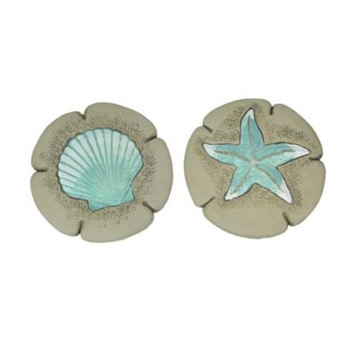 Chesapeake Bay Sand and Sky Starfish and Shell Decorative Stone Sculpture Wall Hangings Set