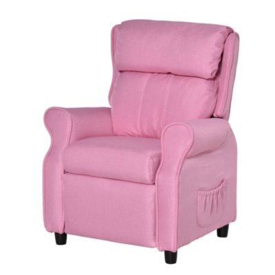 Qaba Kids Recliner Angle Adjustable Sofa Single Lounger Armchair Children Games Chair with Footrest 2 Side Pockets for 3-8 years, Light Pink