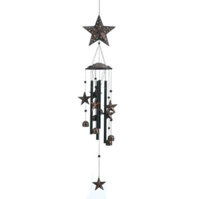 Zingz & Thingz 10.5" Bronze and Black Contemporary Stars Wind Chimes