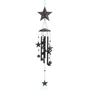 Zingz & Thingz 10.5" Bronze and Black Contemporary Stars Wind Chimes. View a larger version of this product image.