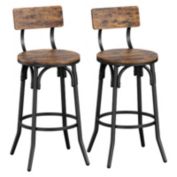 Idealhouse 39.4 in. Vintage Low Back Metal Frame barstool with Wood Seat (Set of 2)