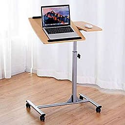 Costway-CA Adjustable Laptop Desk With Stand Holder And Wheels