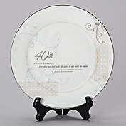 Roman Set of 2 White and Black 40th Anniversary Plate with Stand 9.25"