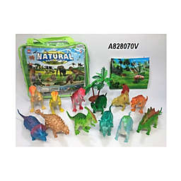 Nutcracker Factory 12-Pieces Natural Happy World Dinosaur Children's Plastic Toy 8.5"
