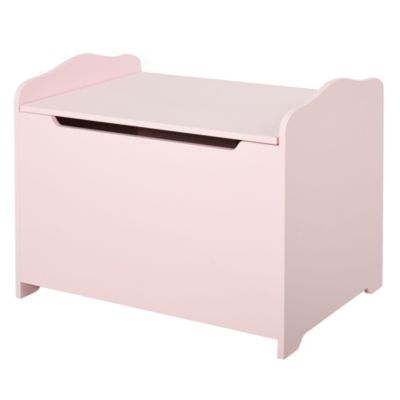 Qaba Kids Toy Chest Wooden Toy Storage Box Organizer Chest with Magnetic Hinge, Large Chest Space, & Groove Handle, Pink