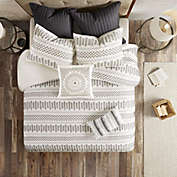 Belen Kox 100% Cotton Clipped Jacquard Duvet Cover Mini Set by Belen Kox Ivory/Charcoal