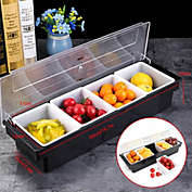 Kitcheniva 4-Grids Fruit Condiment Dispenser Box Salad Bar Food Tray