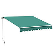 Halifax North America 10&#39; x 8&#39; Manual Retractable Awning Sun Shade Shelter for Patio Deck Yard with UV Protection and Easy Crank Opening, Green