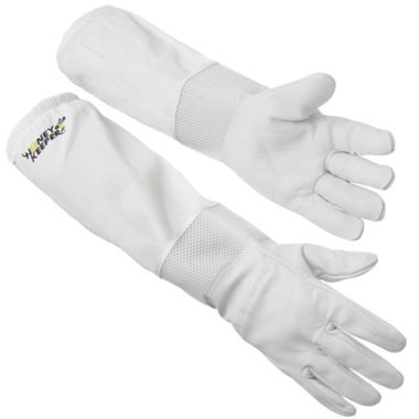 Honey Keeper Beekeeping Gloves - Goatskin Leather with Ventilated Canvas Sleeve and Elastic Cuff. View a larger version of this product image.