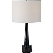 Signature Home Collection 26" Black Conical Marble Table Lamp with White Drum Shade