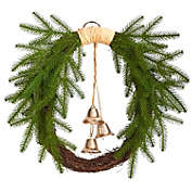Nearly Natural 24"D Holiday Christmas Decorative Pine and Hanging Bells Wreath