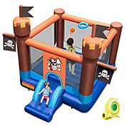 Slickblue Pirate-Themed Inflatable Bounce Castle with Large Jumping Area and 735W Blower