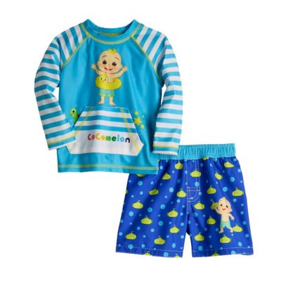 Cocomelon Baby Boys&#39; Rash Guard & Swim Trunks Set