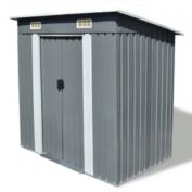 Stock Preferred 74.8"x48.8"x71.3" Metal Garden Shed in Gray