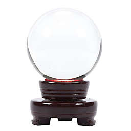 Juvale Bola de vidrio transparente - Esfera de vidrio con soporte, esfera de adivinación, perfecto para meditación y curación, cristales Feng Shui, transparente, 11.4 x 7.1 x 7.62 cm