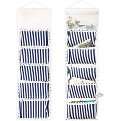 Juvale 5 Pocket Small Hanging Organizer (Blue, 8 x 26 In, 2 Pack)