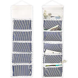 Juvale 5 Pocket Small Hanging Organizer (Blue, 8 x 26 In, 2 Pack)