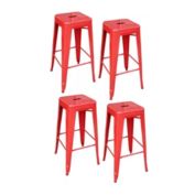 AmeriHome 30" Stackable Metal Bar Stool Red - 4 Piece