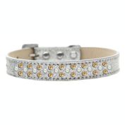 Mirage Pet Products Sprinkles Ice Cream Dog Collar Pearl and Yellow Crystals Size 20 - Silver