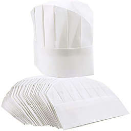 Juvale 24 Pack Paper Chef Hats for Kids, Adults, Adjustable White Kitchen Toque Cap Bulk Set (20-22 In)