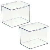 mDesign Plastic Stackable Playroom Toy Storage Bin w/ Lid - 2 Pack - Clear