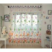 Dolce Mela Home Decorative Window Sheer Curtain Panel, Brazilian Butterflies